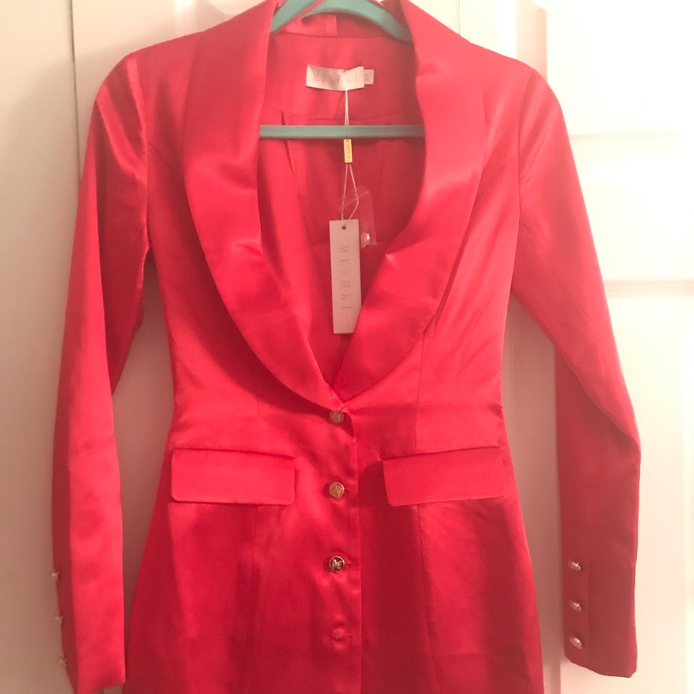 Red Meshki tuxedo dress